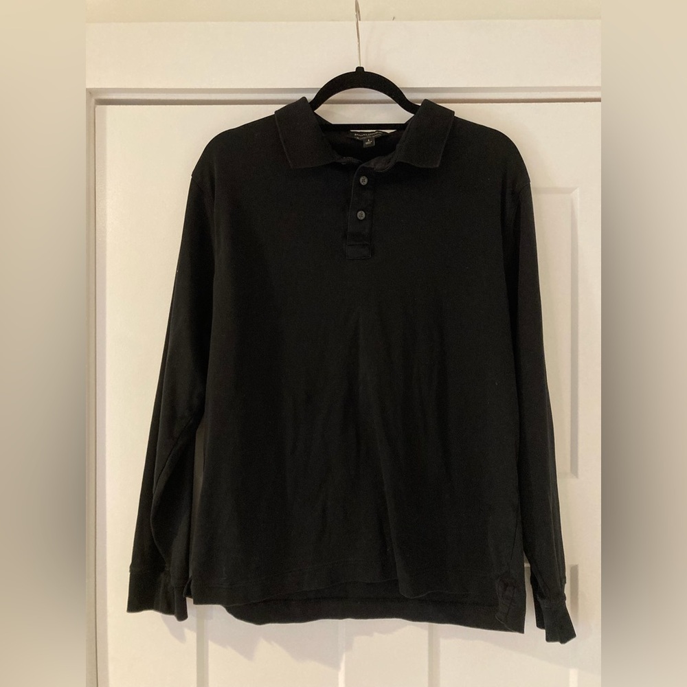 Banana Republic Black Long-Sleeve Polo